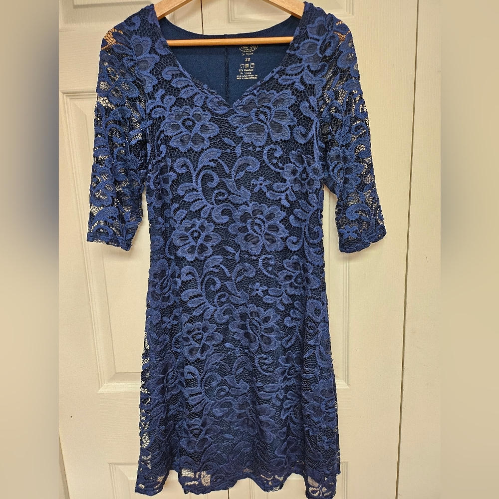 Blue Sky Elegant Blue Lace Dress